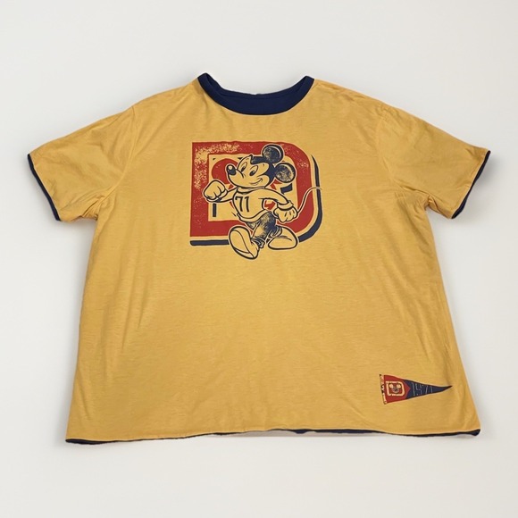 Vintage Mickey Mouse Double Sided Shirt 1971 Yellow & Blue Disney World Size XXL - Picture 2 of 11
